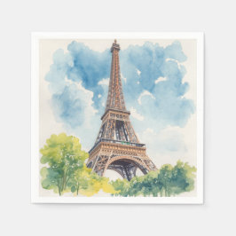 Guardanapo De Papel Torre Eiffel Aquarela Paris França Pintada