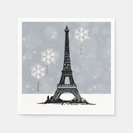 Guardanapo De Papel Torre Eiffel de inverno, Natal em Floco de Neve