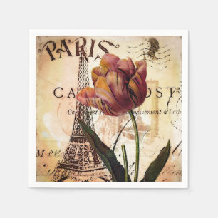 Guardanapo De Papel Torre Eiffel e tulipa