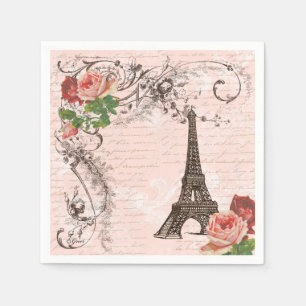 Guardanapo De Papel Torre Eiffel Paris e Partido Rosa Napkins