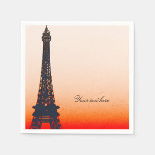 Guardanapo De Papel Torre Eiffel Paris Pôr do Sol Laranja Chique Festa