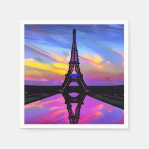 Guardanapo De Papel Torre Eiffel Picturesca Em Um Sunset Brilhante