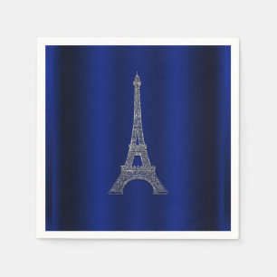 Guardanapo De Papel Torre Eiffel Prata Azul Real Casamento Chique Pari