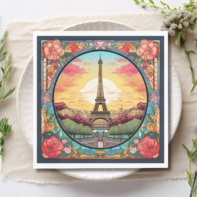 Guardanapo De Papel Torre Eiffel Sunset Parisiense Paris Floral Francê (Criador carregado)
