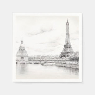 Guardanapo De Papel Torre Vintage Eiffel, Design de esboço