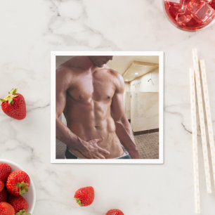 Guardanapo De Papel Torso masculino musculoso sem camisa do SlipperyJo