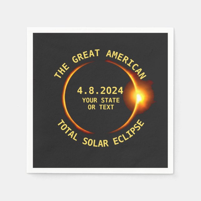 Guardanapo De Papel Total Solar Eclipse 4.8.2024 Texto Personalizado E (Frente)