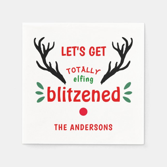 Guardanapo De Papel Totalmente Blitzenado Engraçado Reindeer Feliz Nat (Frente)