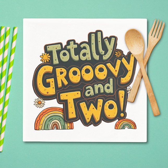 Guardanapo De Papel Totalmente Groovy e Dois no 2º Aniversário (Criador carregado)