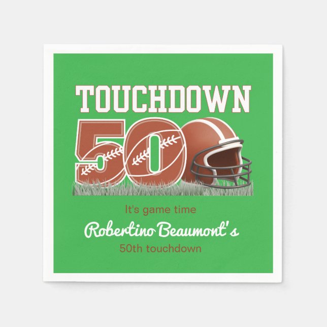 Guardanapo De Papel Touchdown 50 Engraçado Futebol 50º aniversário (Frente)