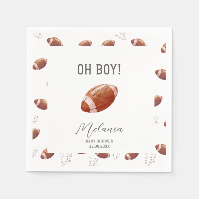 Guardanapo De Papel    Touchdowns de futebol americano aquarela  bebê  (Frente)