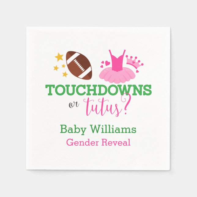 Guardanapo De Papel Touchdowns ou Tutus Gender Revement Party (Frente)