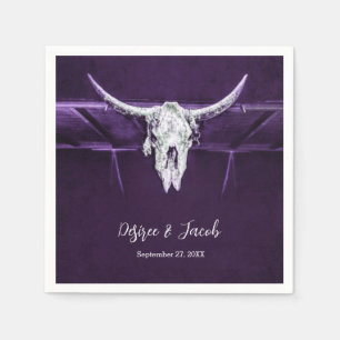 Guardanapo De Papel Touro Ocidental Vaca Crânio Escuro Roxo Roxo Russo