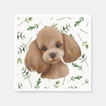 Toy Poodle Greenery Boho Chá de fraldas Napkins