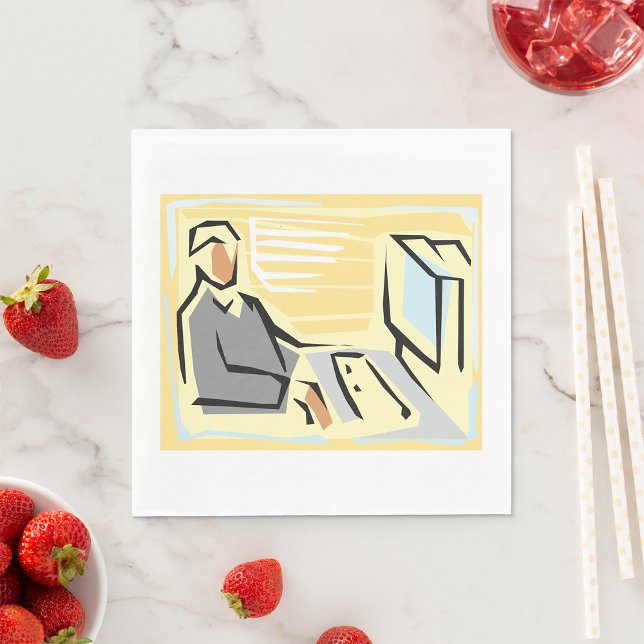 Guardanapo De Papel Trabalhando Em Um Papel De Computador Napkins (Criador carregado)