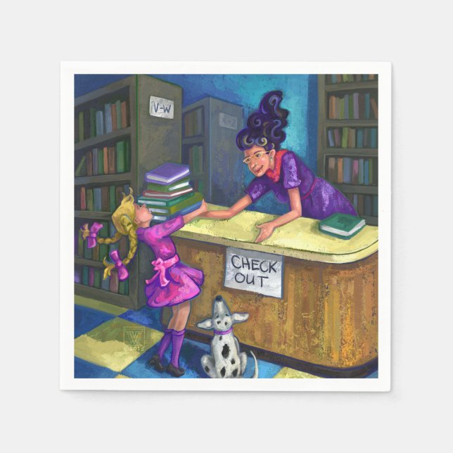 Guardanapo De Papel Trabalho de arte de Saída de Biblioteca (Frente)