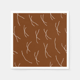 Guardanapo De Papel Traços Abstratos Quentes e Retrô | Marrom Escuro