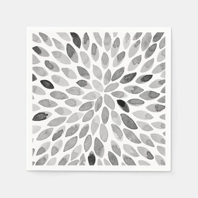 Guardanapo De Papel Traços de pincel de aquarelas - preto e branco (Frente)