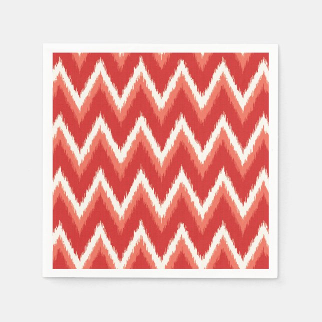 Guardanapo De Papel Traços Ikat Chevron - Laranja e Branco (Frente)