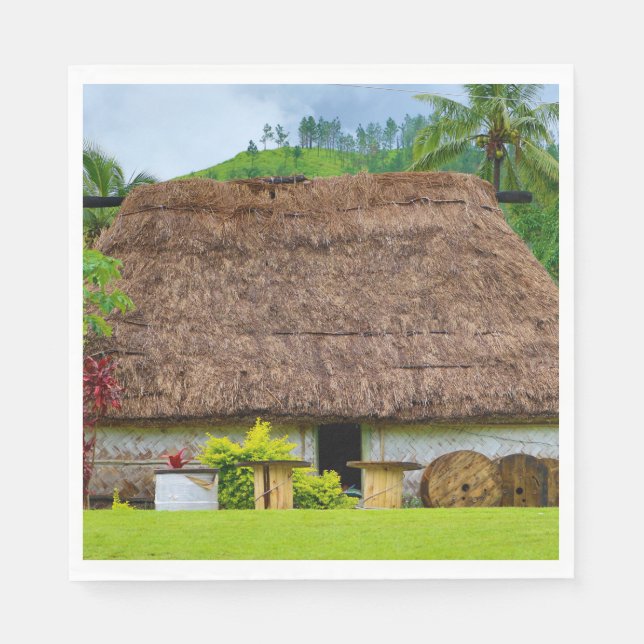 Guardanapo De Papel Tradicional Fijian Bure, Navala Village, Fiji (Frente)