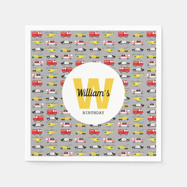 Guardanapo De Papel Transporte Personalizado De Veículos De Emergência (Frente)