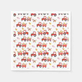 Guardanapo De Papel Trator Com Animais De Exploração