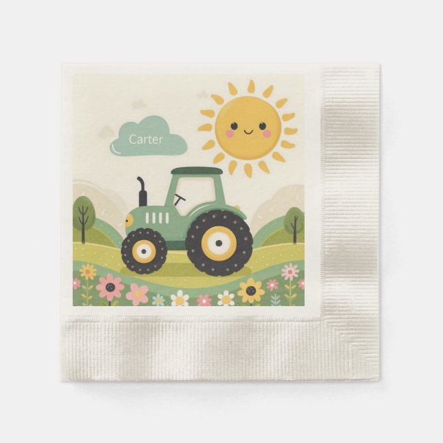 Guardanapo De Papel Trator/fazenda personalizado, bonito (Frente)