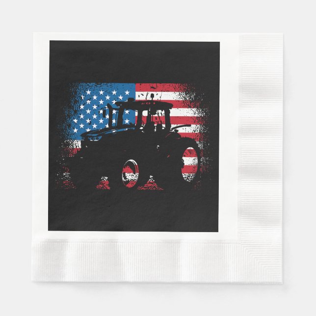 Guardanapo De Papel Trator USA Flag design for Patriotic Farmer (Frente)