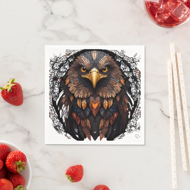 Guardanapo De Papel Travesseiro Redondo de Águia Mosaica (Insitu)