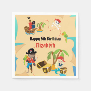 Guardanapo De Papel Treasure Map Cute Girl Pirata Festa de aniversário