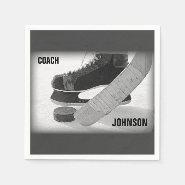 Guardanapo De Papel Treinador De Hóquei Em Gelo Obrigado (Frente)