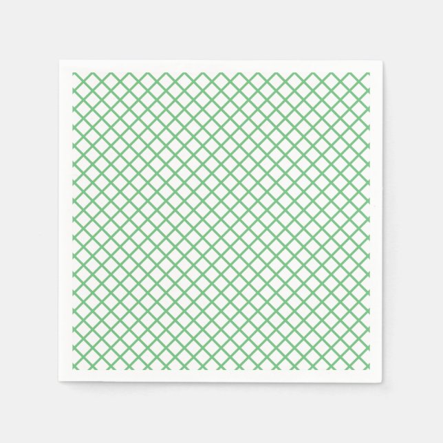 Guardanapo De Papel Trellis de Diamante Verde de Verão - Branco (Frente)