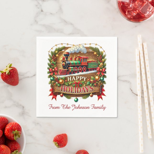 Guardanapo De Papel Trem de Natal Felizes Festas (Insitu)