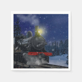 Guardanapo De Papel Trem de Natal na neve              