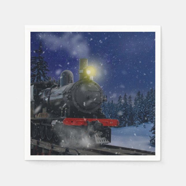 Guardanapo De Papel Trem de Natal na neve               (Frente)