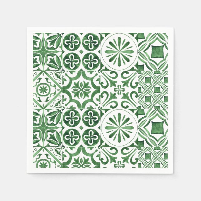 Guardanapo De Papel Trendência italiana de Verão azulejo Verde (Frente)