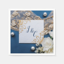 Guardanapo De Papel Trendy 3-D Blue Denim Impressão com Costume Jewelr