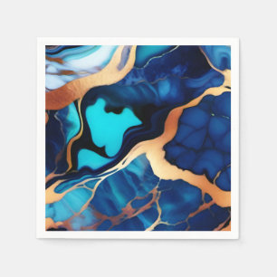 Guardanapo De Papel Trendy Blue Dourado mármore azul amarelo