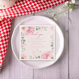 Guardanapo De Papel Trendy Blush Pink Floral Casamento Obrigado Mensag