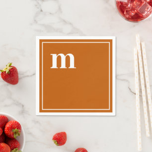 Guardanapo De Papel Trendy Bold Minúsculo Monograma Queimado Laranja