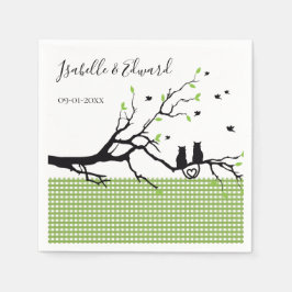Guardanapo De Papel Trendy Cats In Love Moss Green Gingham Weding