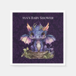 Guardanapo De Papel Trendy Damask Purple Dragon Girl Chá de fraldas