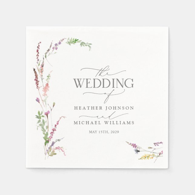 Guardanapo De Papel Trendy Elegant Wildflower Wedding (Frente)