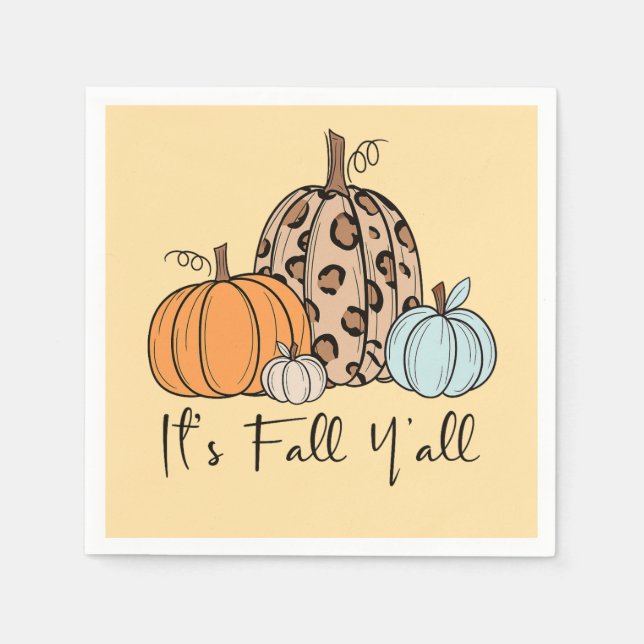 Guardanapo De Papel Trendy Fall Pumpkin | "É Queda Y'all" Cotação (Frente)