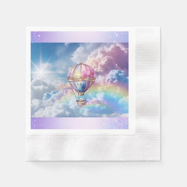 Guardanapo De Papel Trendy Holographic Hot Air Balloon Paper Napkin (Frente)