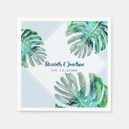 Guardanapo De Papel Trendy Modern Greenery Casamento Azul