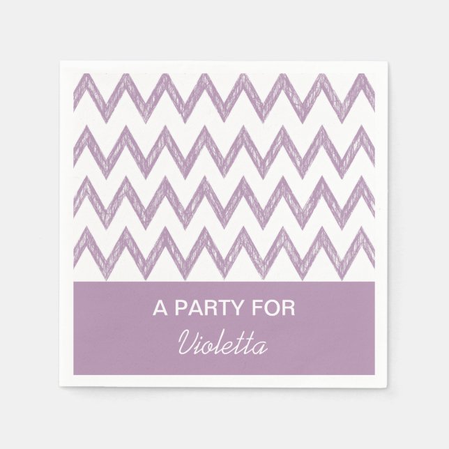 Guardanapo De Papel Trendy Pencil Purple Chevron Zigzags Com Nome (Frente)