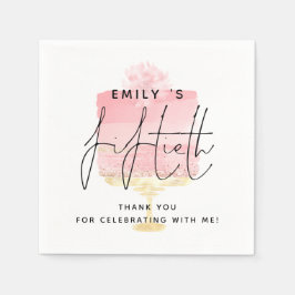 Guardanapo De Papel Trendy Pink Cake Name 50º Aniversário Obrigado