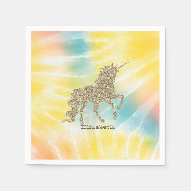 Guardanapo De Papel Trendy Silver Glitter Unicorn Tie Dye (Frente)