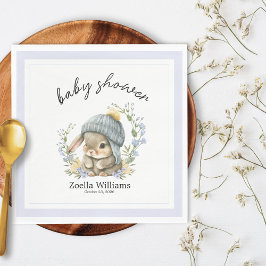 Guardanapo De Papel Trendy Spring Baby Bunny Floral Baby Shower Napkin